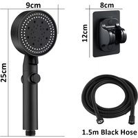 Shower Head Water Saving Black 5 Mode Adjustable High Pressure Shower One-key Stop Water Massage Eco Shower Bathroom Accessories