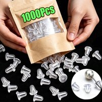 500/1000pcs Clear Silicone Earring Backs Soft Bullet Stopper Safety Rubber Jewelry Accessory Comfortable DIY Parts Ear Plugging