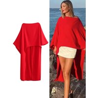 HH Summer Women Asymmetrical Dress Solid Casual Loose Cape Style Long Dresses Woman Elegant Evening Dress vestido