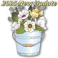 Garden Pail Bouquet Metal Cutting Dies for DIY Making Card Scrapbook Embossed Paper Album Craft Supplies Template Decoration
