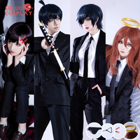 SBluuCosplay Angel Devil Hayakawa Aki Cosplay Higashiyama Kobeni Himeno Denji Costume DK Black Suit Uniform Halloween Outfit