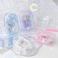 1Set Jelly Efficiency Set Clear High Beauty Mini Scissors Puncher Portable Stapler