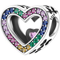 CYCUFF 925 Sterling Silver FOREVER Color Zircon Heart Pendants Bracelet Necklace Charms Fit Jewelry Party Beads DIY Fine Gifts