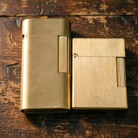 Vintage Brass Kerosenes Wick Lighter CNC Hollowed-out & Brushed Brass Surface Refillable Gasolines Lighter, EDC Collectible Gift