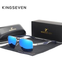 KINGSEVEN – lunettes de soleil polarisées pour hommes, verres en Polycarbonate UV400, branches de conception rouge, revêtement miroir, lunettes en aluminium