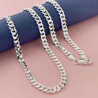 Hot 925 sterling Silver charm 7MM Chain Necklace For Women man luxury Fashion Party Wedding Accessories Jewelry holiday gifts