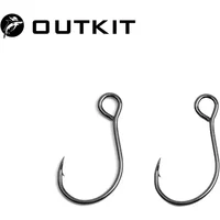 OUTKIT 10pcs for Fishing Lure Spare Hook ORIGIN S55m Single Fish Hooks Inline Big Eye Size 6 8 10 12 Tackle High Carbon Steel