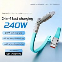 FC&EC 2 In 1 240W Stand Fast Charging Elbow Data Type C Kick Cable Stand Phone Charger for IPhone Samsung