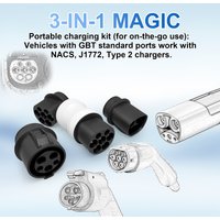 1Kit = 3 Smart EV Charge Adapter for Tesla Type2 Type1 Charger To BYD EV3 EV6 EV9 Geely EX2 Type2 Type1 GBT Car 2026 Accessories