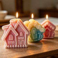 Silicone Mold Cartoon House-Shaped Candle Molds Handmade Aromatherapy House Shaped Plaster and Resin Ornaments Making Mould