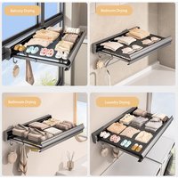 Clothes Drying Mesh Rack Space Aluminum Wall Mounted Laundry Drying Rack Retractable Strong Load Bearing for Laundry Room