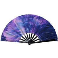 Glow In The Dark Folding Fan Rainbow Starry Sky Design Portable Decor for Party Stage Performance