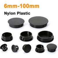 Nylon Hole Plug Snap-on Cover 6mm-100mm Black Round Plastic Blanking End Caps Tube Pipe Inserts Plug Bung