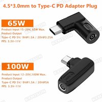 140W 100W DC 4.5X3.0mm to USB C PD Power Adapter Converter Plug for HP Laptop Charger to 5V 9V 20V Type C Fast Charging Cable