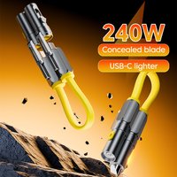 240w 4 in 1 Cable Dual Type-C Fast Charging USB-C Port Lighter Hide The Small Knife Portable Outdoor Data Wire For Mobile Phones