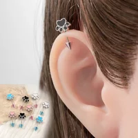 20G Cute Cat‘s Paw Earring Ear Stud, Hypoallergenic Titanium Cartilage Helix Conch Lobe Lip Tragus Stackable Piercing Jewelry
