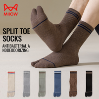 MiiOW Japanese Tabi Socks 100% Pure Long Staple Cotton Men Split Toe Sock Long Sock Five Finger Two Toe Sock Sports Ninja Geta
