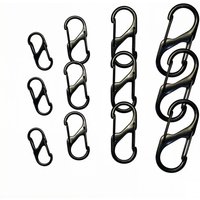 10-100 Pcs S Type Mini Keychain Hook Stainless Steel Carabiner With Lock Anti-Theft Outdoor Camping Backpack Buckle collocation