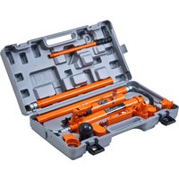 SucceBuy 10/12T Porta Power Kit Hydraulikheber mit 4,6 Fuß Ölschlauch Auto Body Frame Reparatursatz mit Aufbewahrungskoffer für Autoreparatur