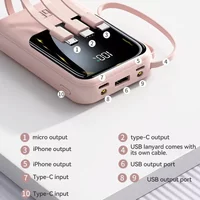 20000mAh 66W Super Fast Charging Large Capacity with Cable Mini Small Power Bank Suitable for IPhone Huawei Xiaomi Samsung