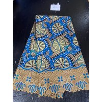 2.5yard African Wax Brocade Lace Fabric Hight Qualiy Cotton Ankara Wax Satin Print Lace Fabric For Woman Evening Dresses