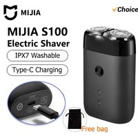 NEW MIJIA Electric Shaver S100 IPX7 Waterproof 7200RPM Dual Floating Head Wet/Dry Shaving Type-C Fast Charge 90min USB Razor -CN