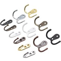 Heavy Duty Wall Mounted Coat Hooks Retro Double Prong Hooks/Single Hooks for Coats Scarves Bags Towels Keys Caps Cups Hats