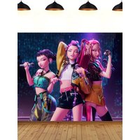 HUNTR/X Theme background birthday party girl group for K Pop music Demon Hunters decoration birthday gift photography backdrop