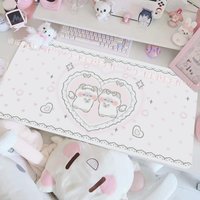 PU Leather Desk Pad Mouse Pink Lace Angel Kitten Bow Protector Large Mouse Pad Home Office Game Desk Mat Waterproof Non-Slip Pad