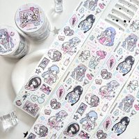 35cm Cute Japanese Girl Stickers Monthly Cut Character Stickers Split PET Double Transparent Glitter Matte Korean Style Gift