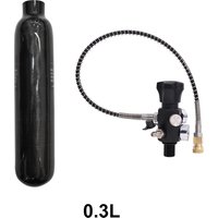 TUXING 4500Psi 300Bar 0.3L Carbon Fiber Cylinder with Double Meter Regulating Valve HPA Tank Fill Station Charging M18*1.5