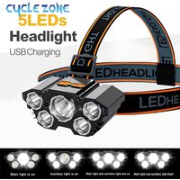5 LED Strong Light Headlamp Headlight USB Rechargeable Head Flashlight Built in Battery Outdoor Working Fishing Camping Lamp