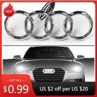 2026 Hot For Audi Hub Caps Audi Car LED Front Grille 4-Ring Logo Light Static White Light 249 273 285mm For AUDI A3 A4 A5 A6 A7