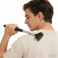 Telescopic Back Scratcher Scratching Backscratcher Massager Metal Stainless Steel Tool with Carrying Bag