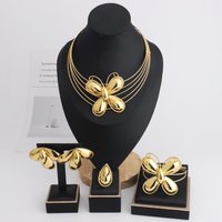 Luxury Gold Color 4Pcs Women Jewelry Set Nigeria Fashion Butterfly Shape Necklace Earring Bangle Ring For African Party Wedding