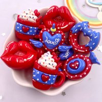 10PCS Resin Colorful Cute Red Candy Love Heart Donut Flat Back Stone Cartoon Scrapbook Figurine DIY Bow Decor Accessories Crafts