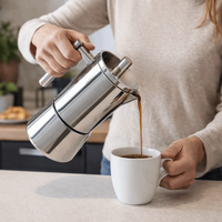 Stainless Steel Italian Coffee Pot 200/300/600 ML Fast Heat-conductive Espresso Maker Pot Antioxidant Leak-proof Mocha Pot Stove
