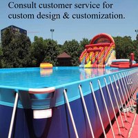 New Design Large Water Park Rainbow Slide Inflatable Pool Frame Swimming Pool Obstacle Water Slide