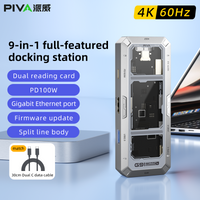 PIVA G91 9 in 1 Multifunction Office Docking Station USB-C HUBS Multiport Adapter 4K60Hz USB3.0 SD TF for Laptop Splitter