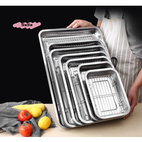 Stainless Steel Baking Tray Set Non-Stick with Removable Cooling Rack BBQ Pan Tray Oven Brownie Rack for Cooking And Roasting