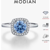 MODIAN D Color Sea Blue Moissanite 925 Sterling Silver Classic Wedding Engagement Rings Halo Rings For Women Fine Jewelry