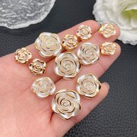 30pcs Acrylic Gold-Trimmed Gilded Perforated Rose Set - Perfect for DIY Necklace/Earring/Bracelet Crafting.