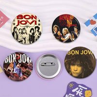 Classic B-Bon J-Jovi Rock Band Soft Button Pin Round Metal Badge Lapel Pin Parts Gift Friends Kid Jewelry