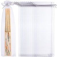 30/60pcs Drawstring Organza Bags Fan Pouch Foldable Hand Fan Packaging Bag Wedding Party Favor Gift Candy Jewellery Storage Bags