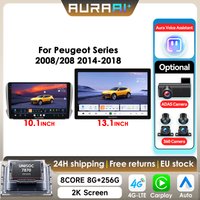 8G+256G AURAAI 2K Bildschirm für Peugeot 208 2008 2014 - 2018 Autoradio CarPlay Android Auto 4G WIFI GPS DSD ADAS Dual-Mikrofon 360 ° Glas