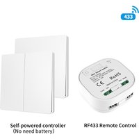RF433 self-generating remote control switch, wireless, free-to-place, concealed, dual control
