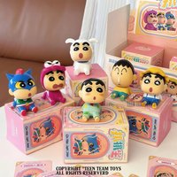 6PCS Crayon Shin-chan Anime Blind Box Anime Doll Action Figure Model Collection Toys Sitting Series Desktop Ornament XMAS Gifts