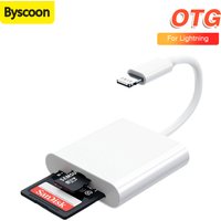 Byscoon 2 in 1 USB lightning to TF SD Card Reader for Apple iPhone 14 13 12 Pro Max 3.0 OTG Adapter Camera Photo Data Converter