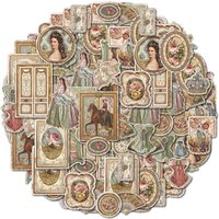 50pcs Vintage Badge Palace Pattern Stickers for Notebooks, Water Bottles, Handmade Scrapbooks, Postcards, DIY Artwork, Stickers