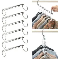 1pc 37cm Multifunctional Space Saving Metal Hangers with Magic Hook 6 Hole Clothing Wardrobe Organize Hanger Holder